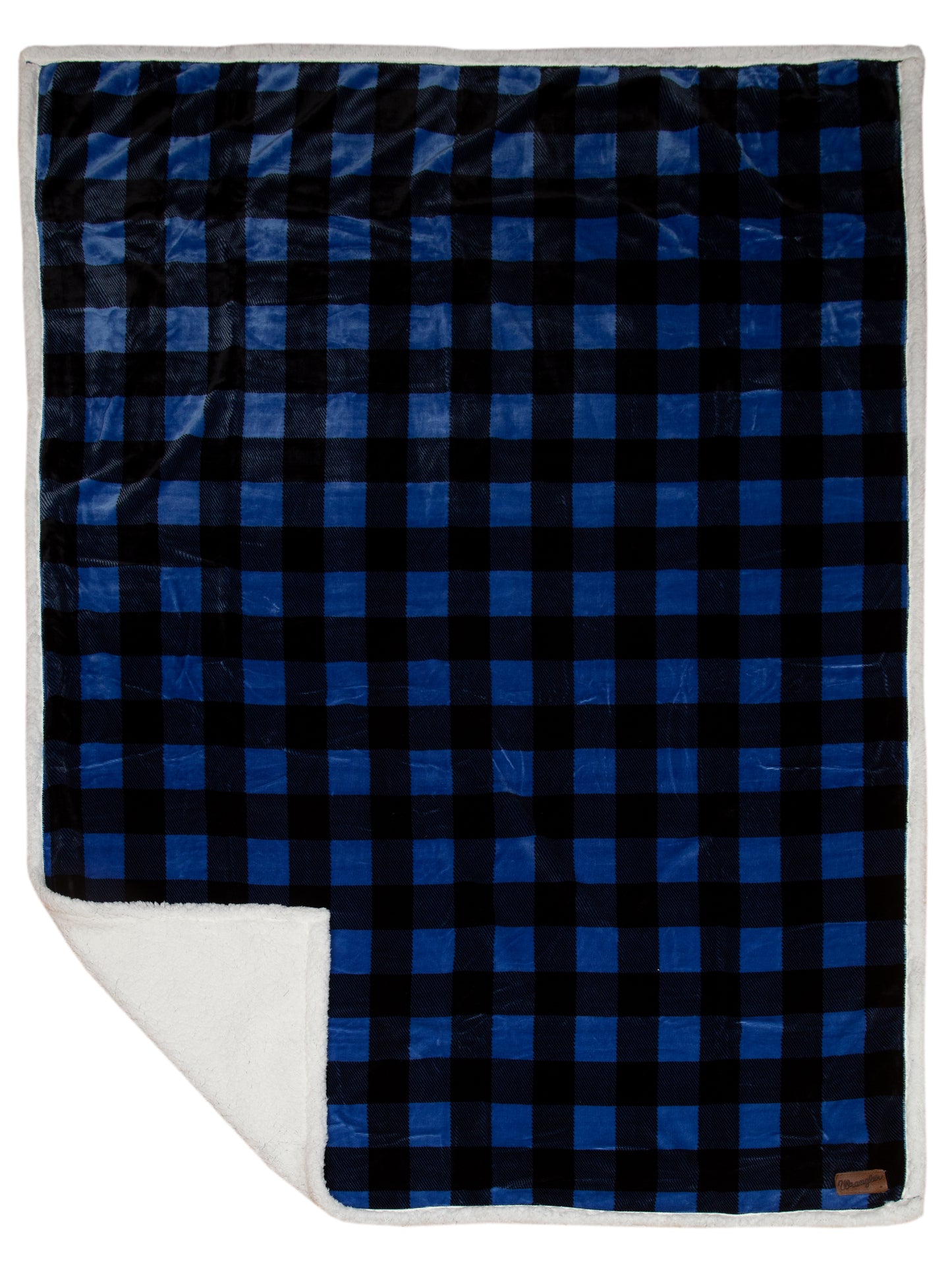 Wrangler® Blue Lumberjack Plaid Plush Sherpa Throw