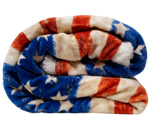 Load image into Gallery viewer, Wrangler Stars &amp; Stripes USA American Flag Sherpa Fleece Throw Blanket