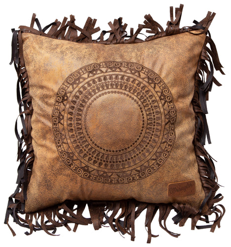 Circle of Life Faux Leather Throw Pillow 18x18