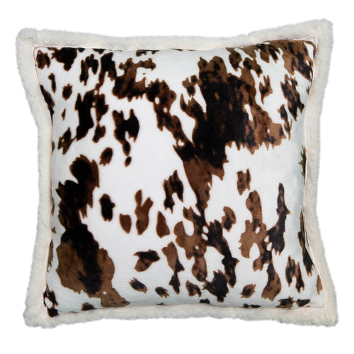 Tri-color Cowhide Plush Pillow