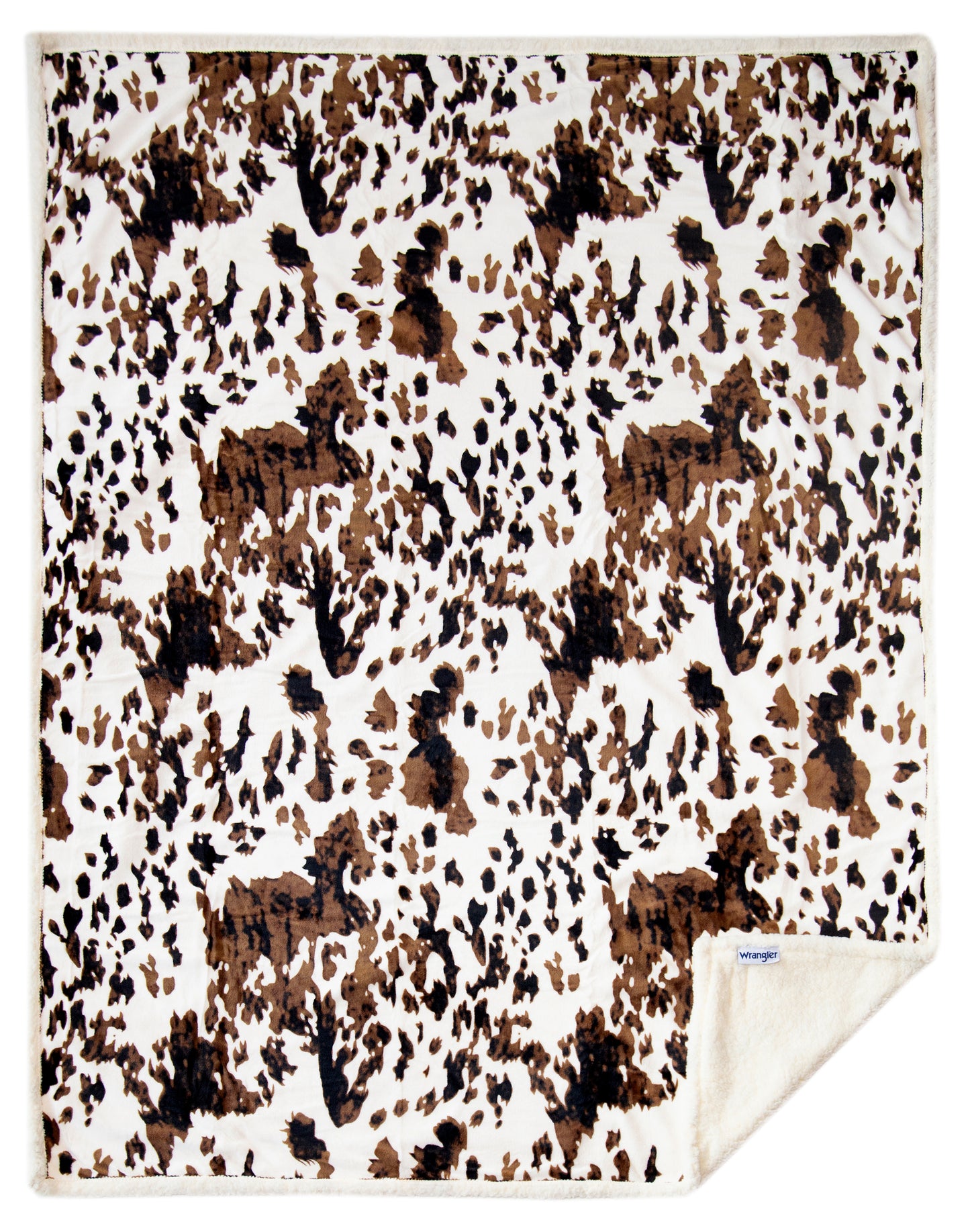 Wrangler® Tri-color Cowhide Plush Sherpa Throw