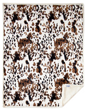 Load image into Gallery viewer, Tri-color Cowhide Plush Throw