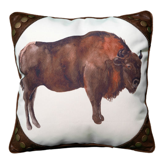 Wrangler® Watercolor Buffalo and Rivets Pillow