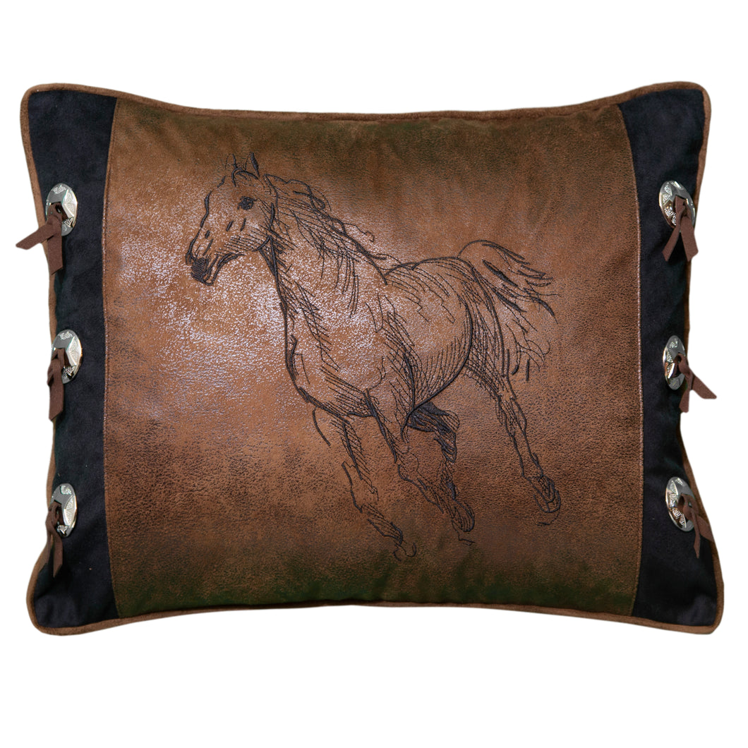 Wrangler Embroidered Black Horse Pillow