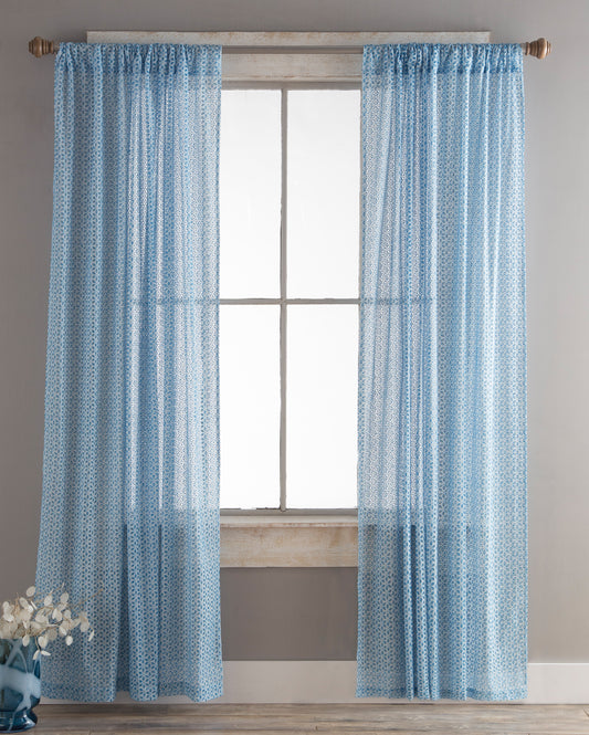 Blue Eyelet Lace Curtains