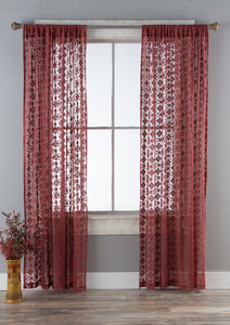 Lace Curtain Panels Set of 2 (Each 54x84), Garnet Diamond