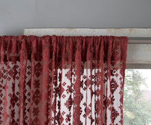 Load image into Gallery viewer, Lace Curtain Panels Set of 2 (Each 54x84), Garnet Diamond