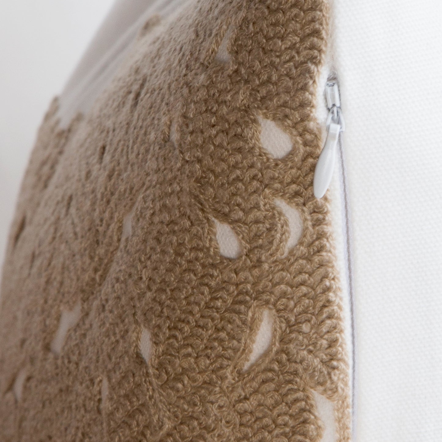 Tan Seahorse Chain Stitch Pillow