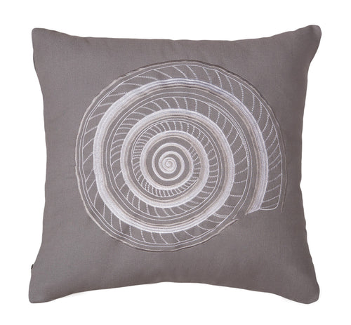 Grey Embroidered Shell Decorative Pillow 18
