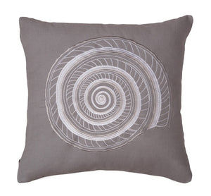 Grey Embroidered Shell Decorative Pillow 18" x 18"