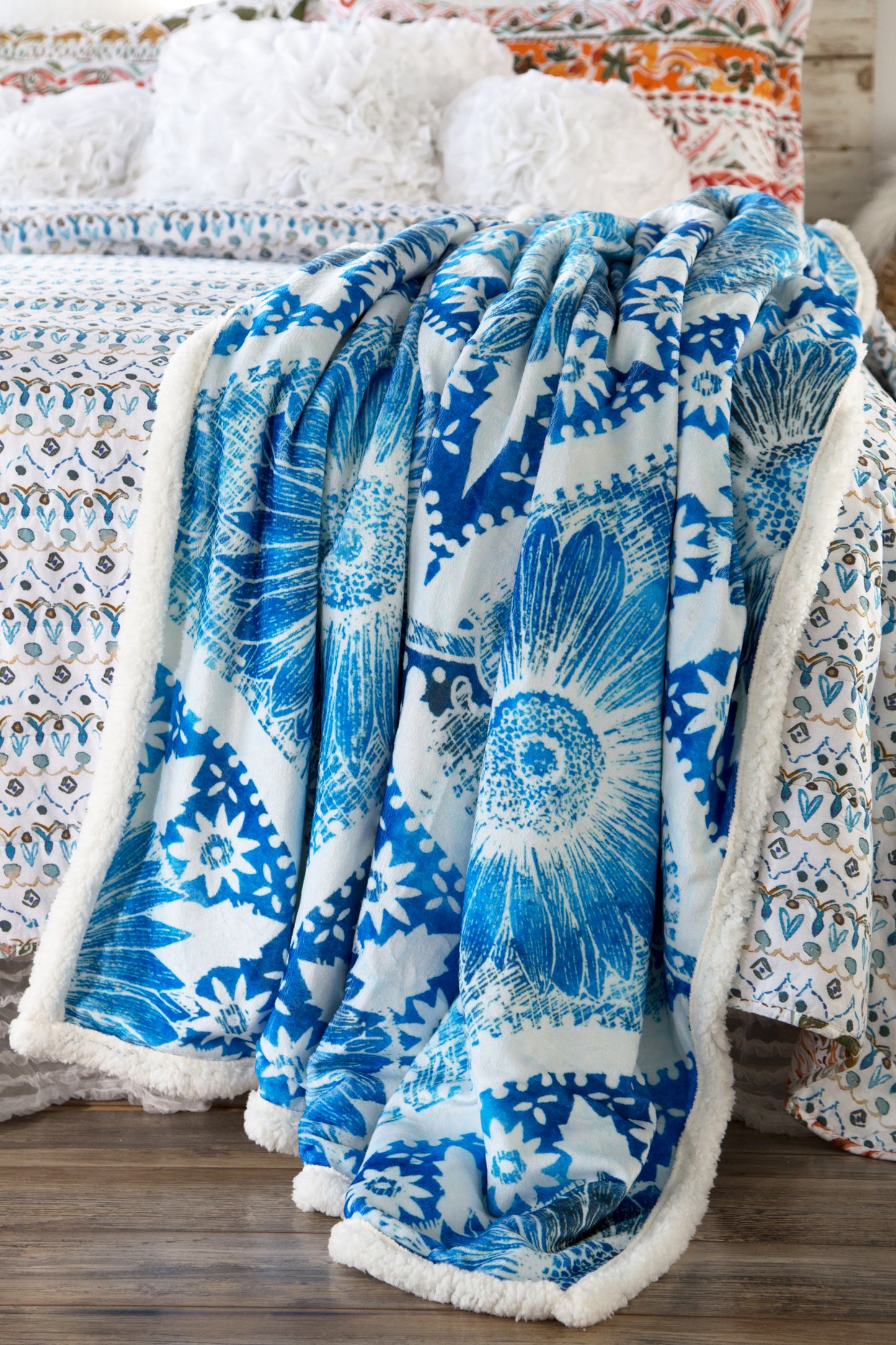 Chakra Blossom Plush Sherpa Throw