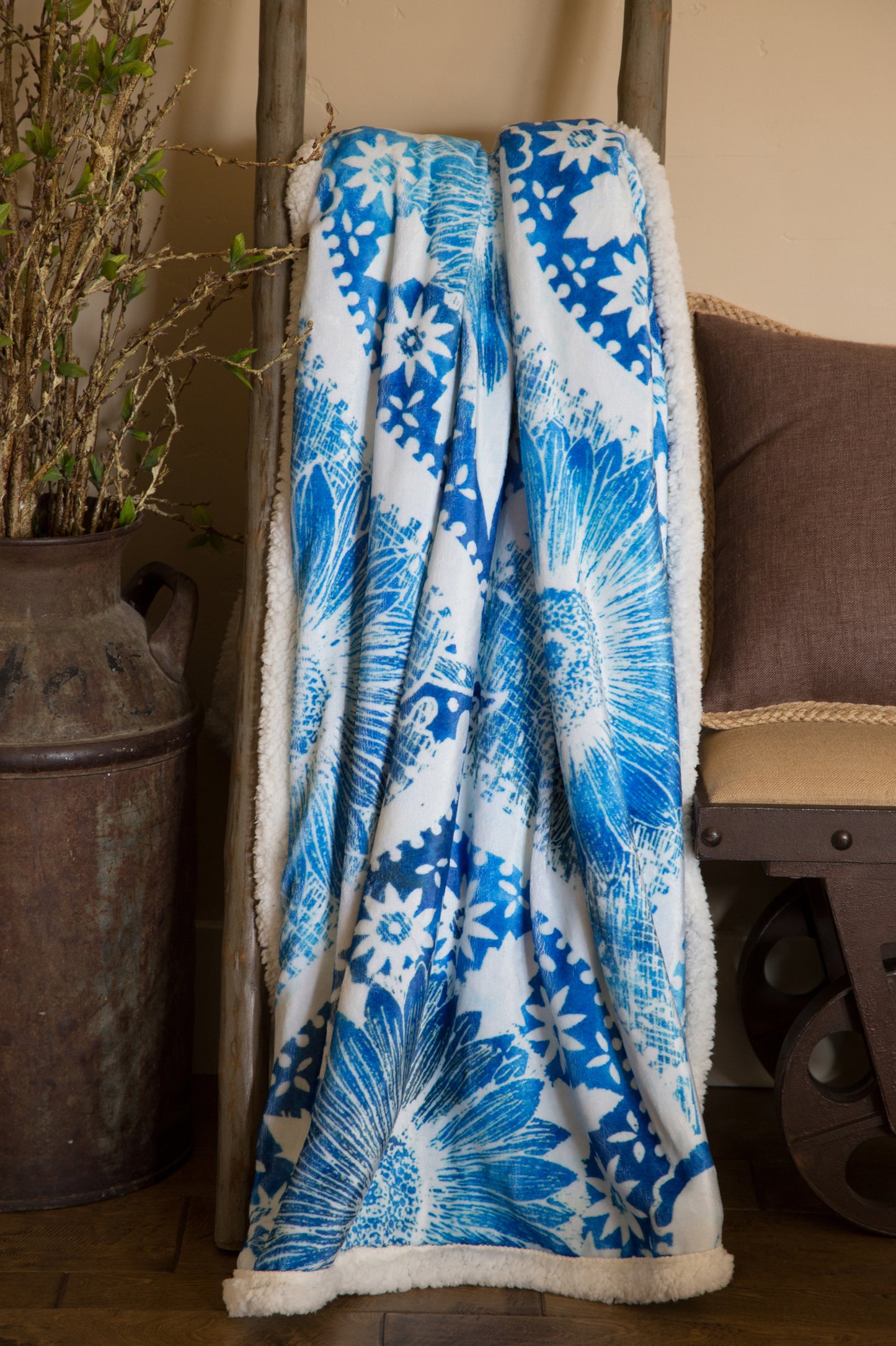 Chakra Blossom Plush Sherpa Throw
