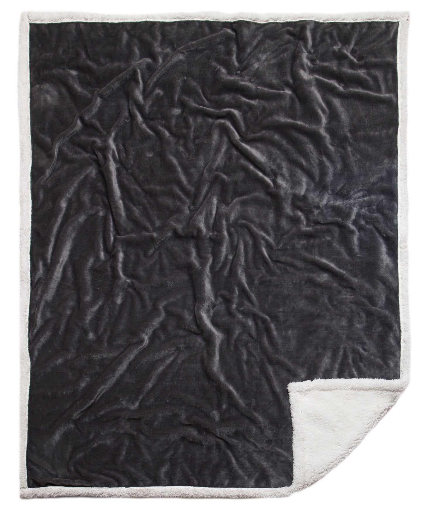 Grey Plush Sherpa Throw