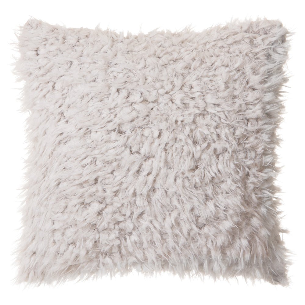 Off White Shaggy Plush Faux Fur Pillow