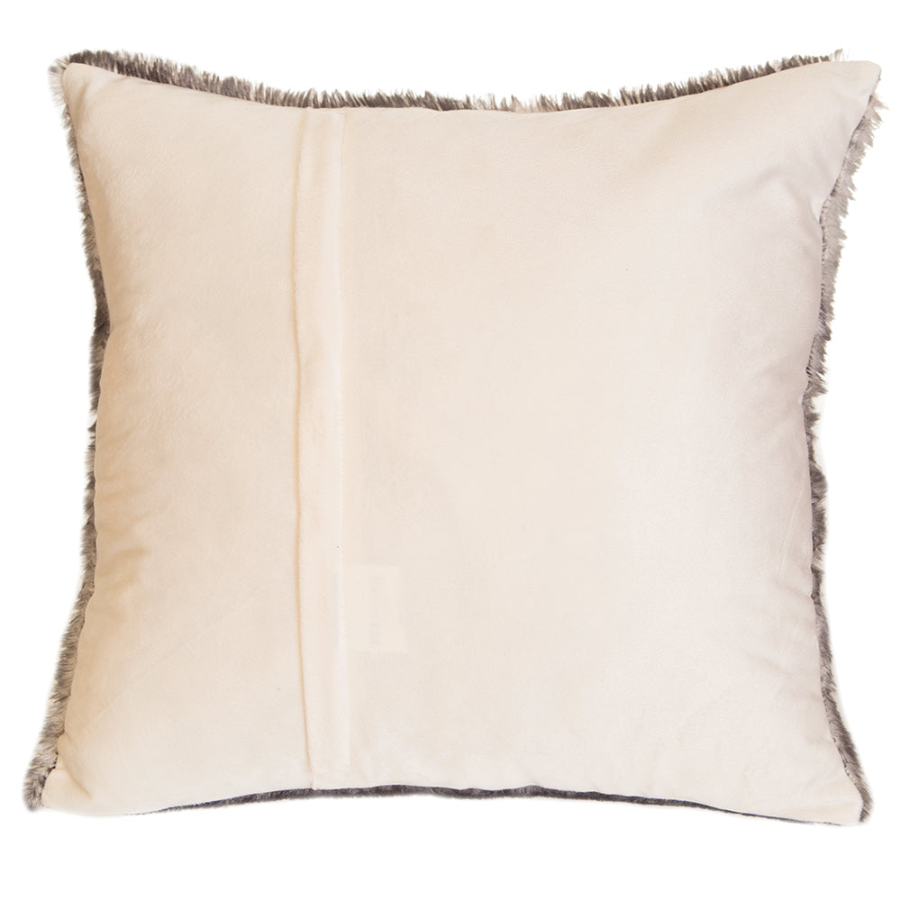 Dark Grey-Tipped Fox Faux Fur Pillow