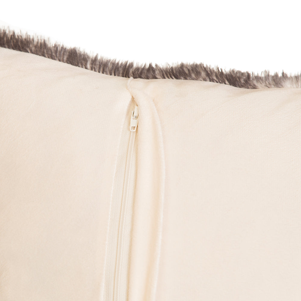 Dark Grey-Tipped Fox Faux Fur Pillow