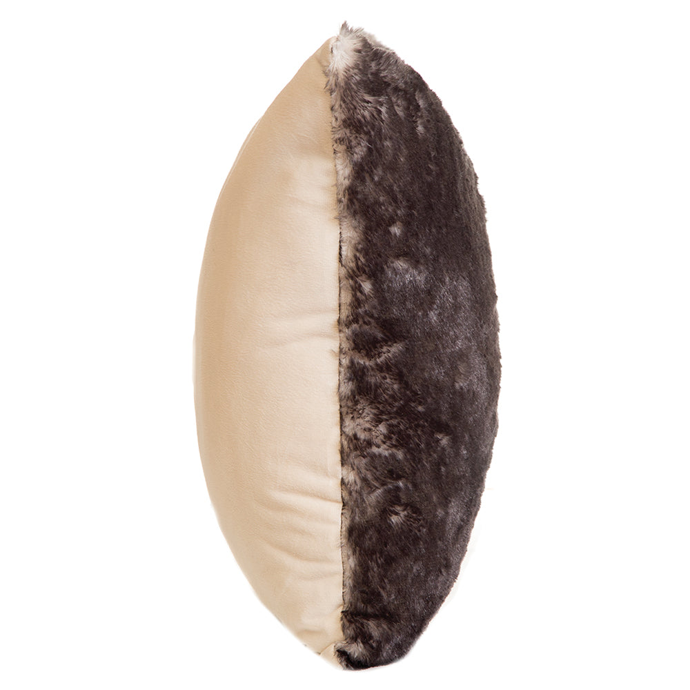 Dark Grey-Tipped Fox Faux Fur Pillow