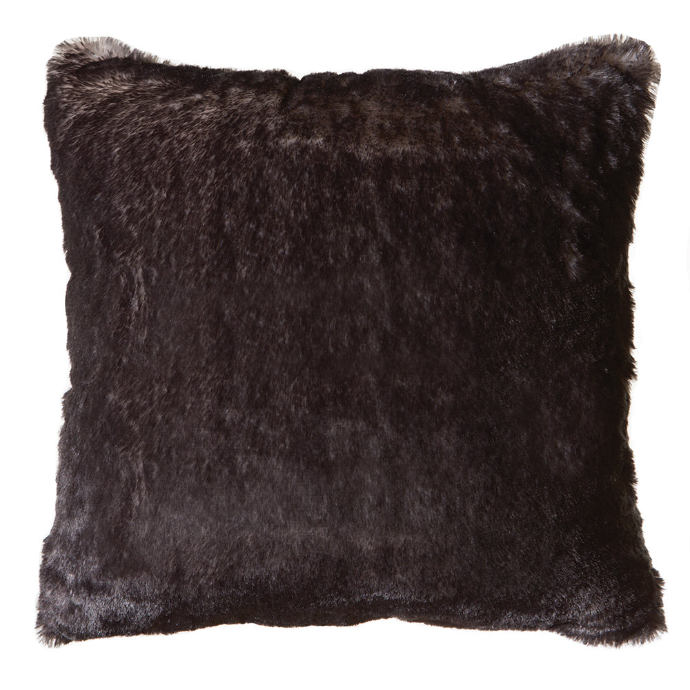 Dark Grey-Tipped Fox Faux Fur Pillow