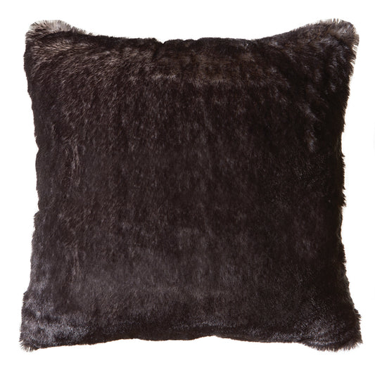 Dark Grey-Tipped Fox Faux Fur Pillow