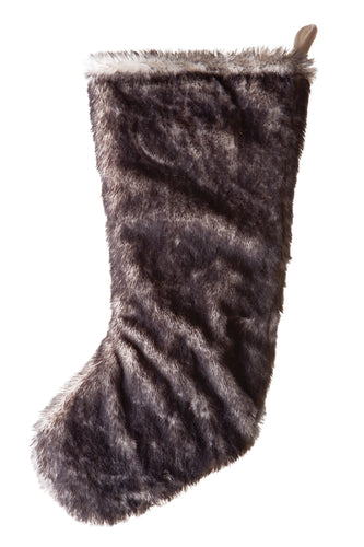 Dark Grey Fox Faux Fur Stocking