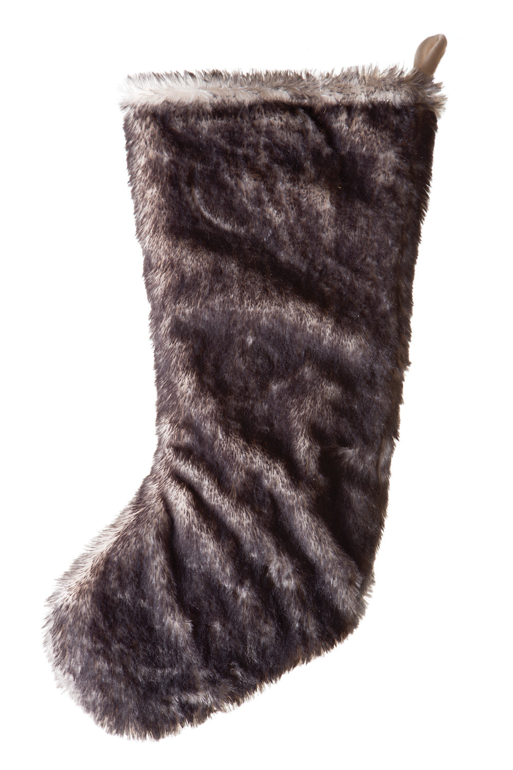 Dark Grey Fox Faux Fur Stocking