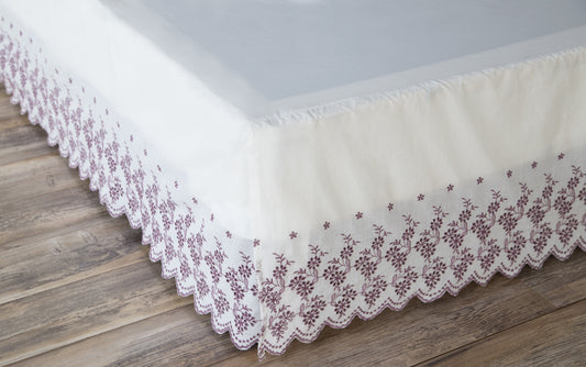 Gathered Lace Bed Skirt, Floral Border