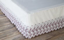 Load image into Gallery viewer, Gathered Lace Bed Skirt, Floral Border