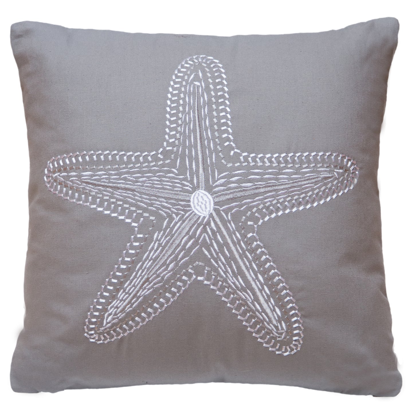 Embroidered Grey Starfish Pillow