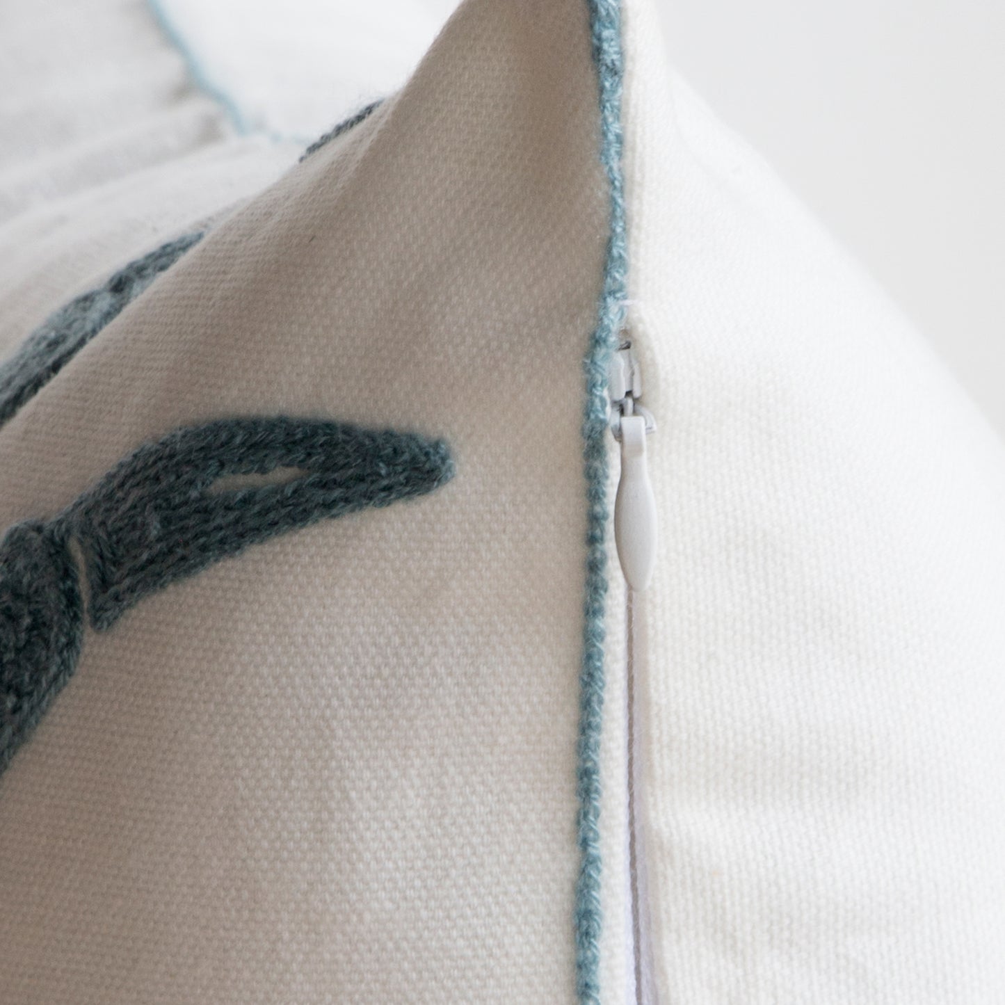 Blue Crab Chain Stitch Pillow