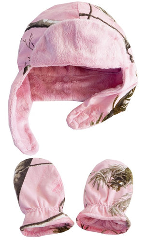 Realtree AP Pink Baby Hat & Mitten Set