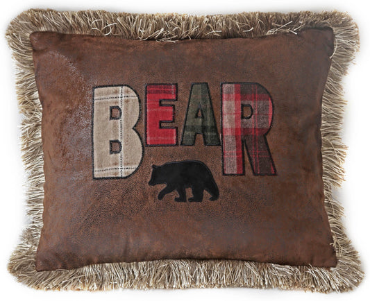 Faux Leather Bear Pillow